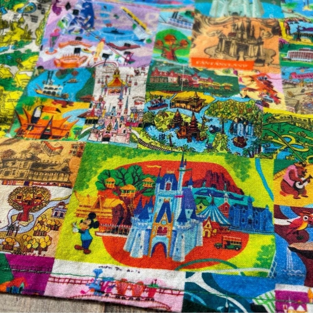 Disney Parks Authentic Cotton Dish Towel Vintage-Inspired Park Map Print Retro